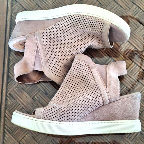 Sofft Suede Peep-Toe Comfort Sneaker Wedges Basima Dusty Pink Perforated Cushy 9 - Picture 4 of 15